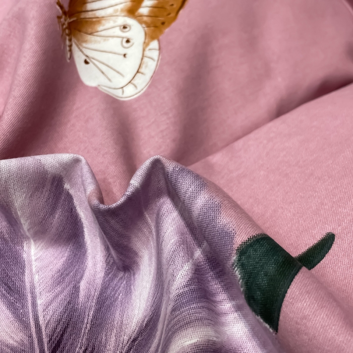 91家纺网 家纺一手货源 找家纺 金爱家2023新款大版磨毛四件套花卉系列嫣然-豆沙