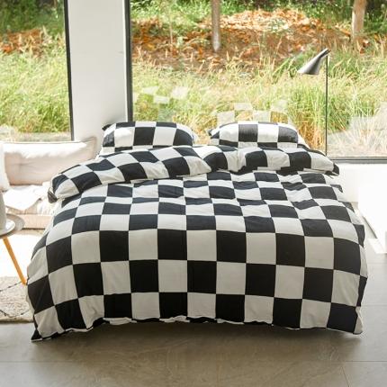 91家纺网 家纺一手货源 找家纺 （总）艾佳 2025新款牛奶绒金典黑白四件套-风格2