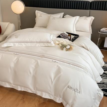 91家纺网 家纺一手货源 找家纺 总理想家家纺 2022新款山茶花系列13372全棉刺绣四件套