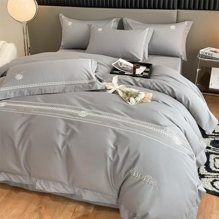 91家纺网 家纺一手货源 找家纺 总理想家家纺 2022新款山茶花系列13372全棉刺绣四件套