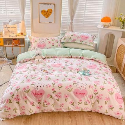 乐童 新款全棉网红直播爆款吊边一字绣四件套（二） 宁夏花园