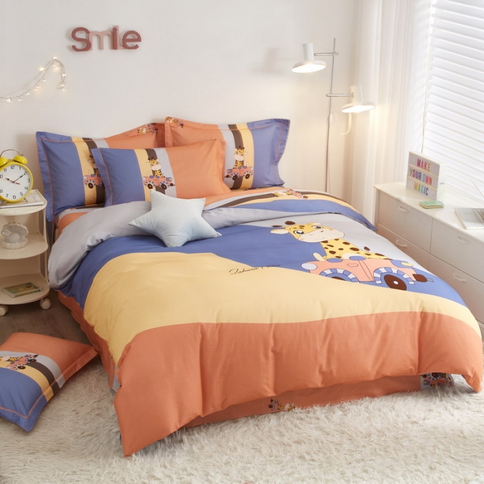 91家纺网 家纺一手货源 找家纺 金纱玉纺2022新款全棉生态大版磨毛四件套旅行日记-兰