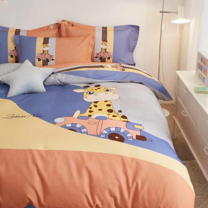 91家纺网 家纺一手货源 找家纺 金纱玉纺2022新款全棉生态大版磨毛四件套旅行日记-兰