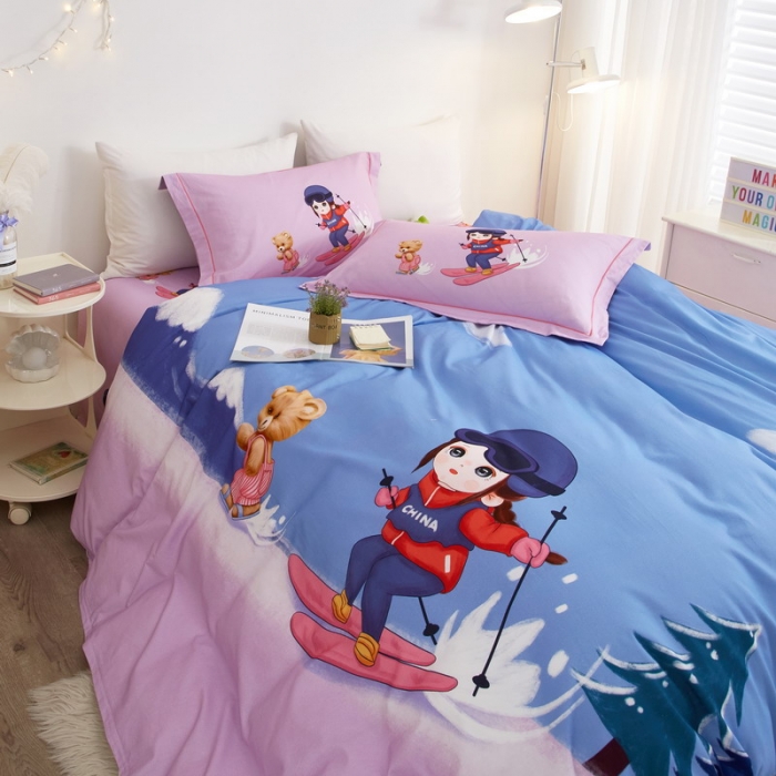 91家纺网 家纺一手货源 找家纺 金纱玉纺2022新款全棉生态大版磨毛四件套蜜雪冰城-紫