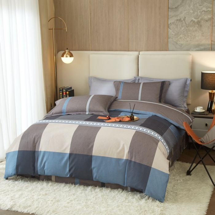 91家纺网 家纺一手货源 找家纺 金纱玉纺2022新款全棉生态大版磨毛四件套茉伯妮-兰