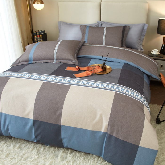 91家纺网 家纺一手货源 找家纺 金纱玉纺2022新款全棉生态大版磨毛四件套茉伯妮-兰