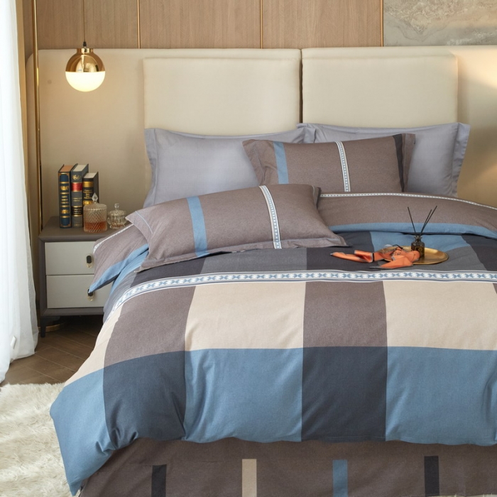 91家纺网 家纺一手货源 找家纺 金纱玉纺2022新款全棉生态大版磨毛四件套茉伯妮-兰