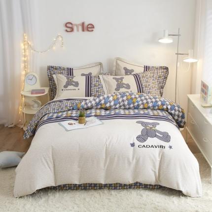 91家纺网 家纺一手货源 找家纺 金纱玉纺2022新款全棉生态大版磨毛四件套千趣