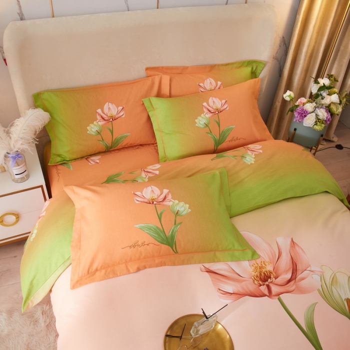 91家纺网 家纺一手货源 找家纺 金纱玉纺2022新款全棉生态大版磨毛四件套青玄-粉