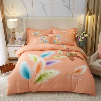 金纱玉纺2022新款全棉生态大版磨毛四件套轻舞飞扬-桔