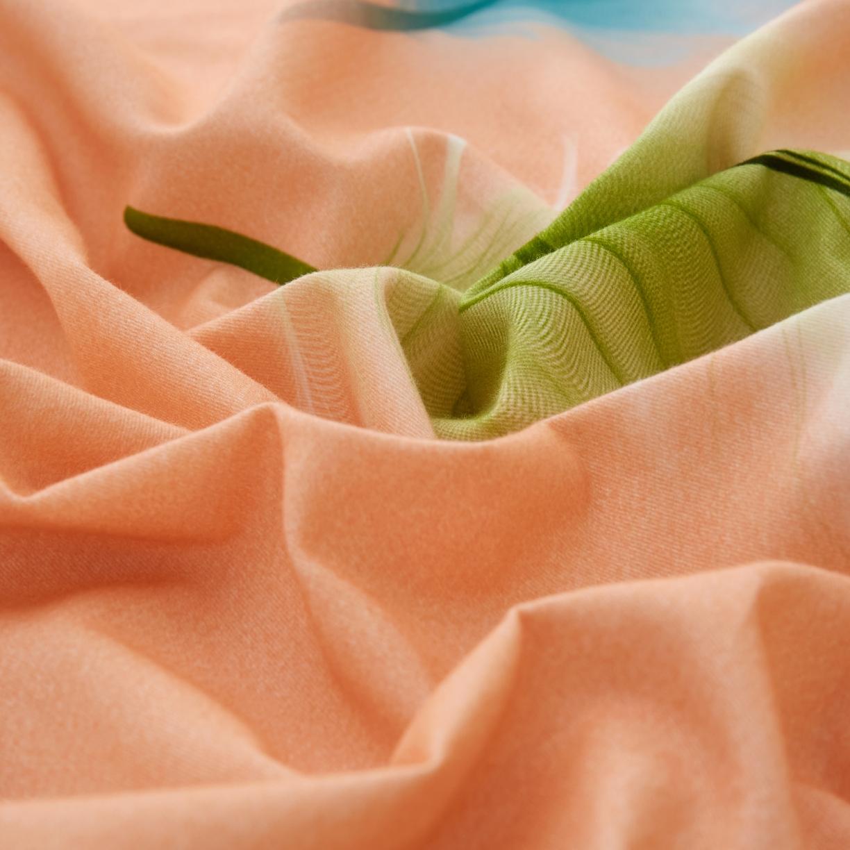 91家纺网 家纺一手货源 找家纺 金纱玉纺2022新款全棉生态大版磨毛四件套轻舞飞扬-桔