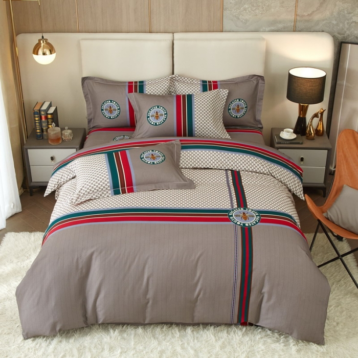 91家纺网 家纺一手货源 找家纺 金纱玉纺2022新款全棉生态大版磨毛四件套时光偶遇-咖