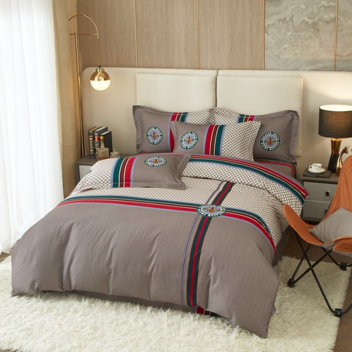 91家纺网 家纺一手货源 找家纺 金纱玉纺2022新款全棉生态大版磨毛四件套时光偶遇-咖