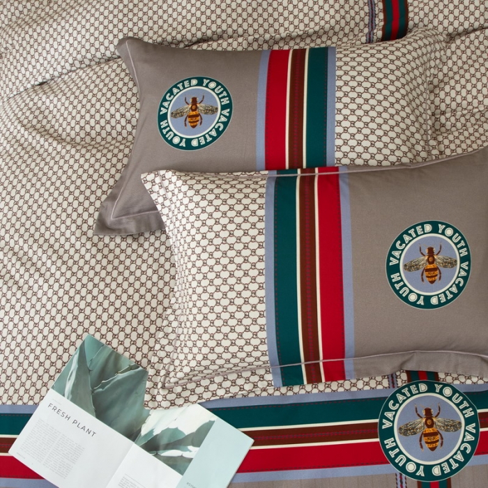 91家纺网 家纺一手货源 找家纺 金纱玉纺2022新款全棉生态大版磨毛四件套时光偶遇-咖