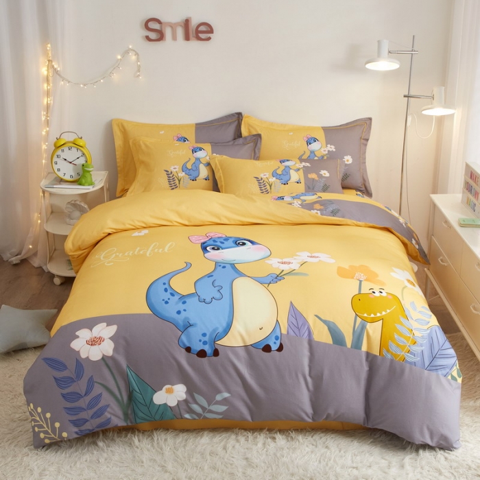 91家纺网 家纺一手货源 找家纺 金纱玉纺2022新款全棉生态大版磨毛四件套小海宝-黄