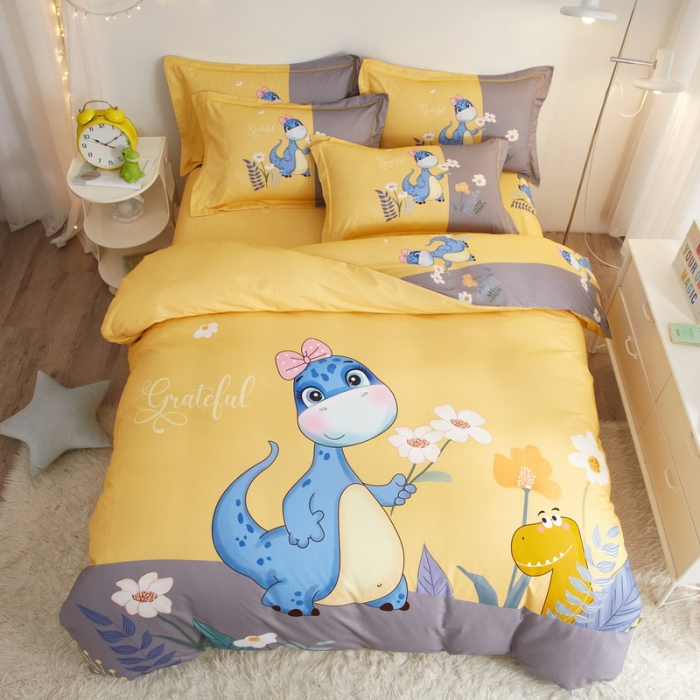 91家纺网 家纺一手货源 找家纺 金纱玉纺2022新款全棉生态大版磨毛四件套小海宝-黄