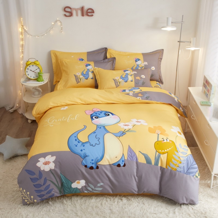 91家纺网 家纺一手货源 找家纺 金纱玉纺2022新款全棉生态大版磨毛四件套小海宝-黄