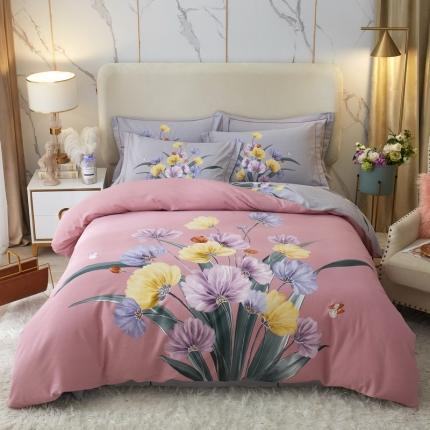 金纱玉纺2022新款全棉生态大版磨毛四件套嫣然-豆沙