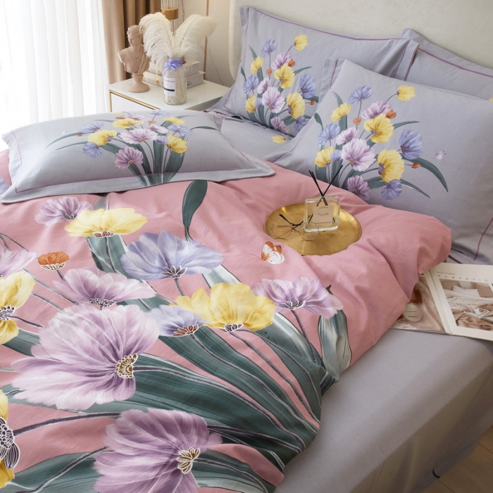 91家纺网 家纺一手货源 找家纺 金纱玉纺2022新款全棉生态大版磨毛四件套嫣然-豆沙