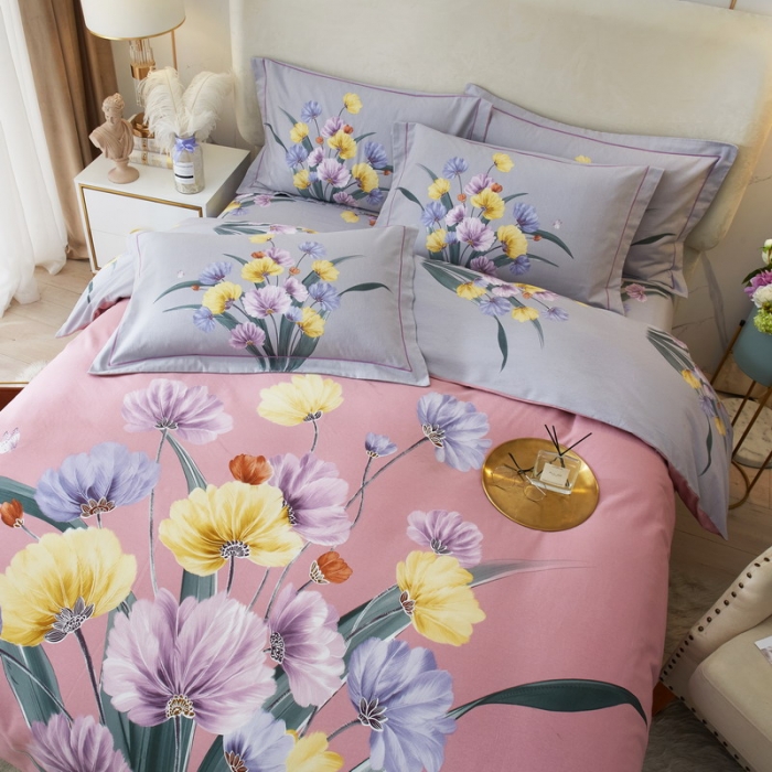 91家纺网 家纺一手货源 找家纺 金纱玉纺2022新款全棉生态大版磨毛四件套嫣然-豆沙