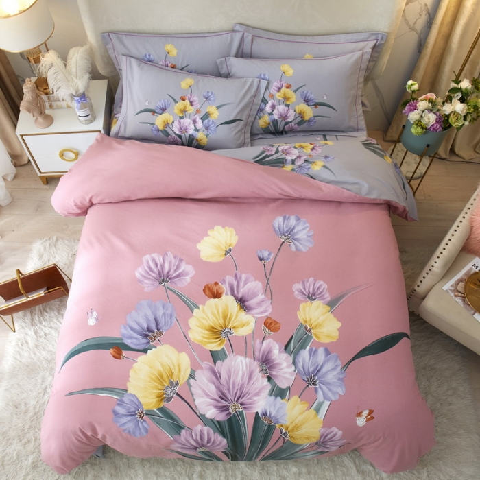 91家纺网 家纺一手货源 找家纺 金纱玉纺2022新款全棉生态大版磨毛四件套嫣然-豆沙