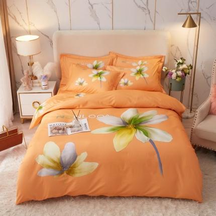 金纱玉纺2022新款全棉生态大版磨毛四件套悠悠我心-桔