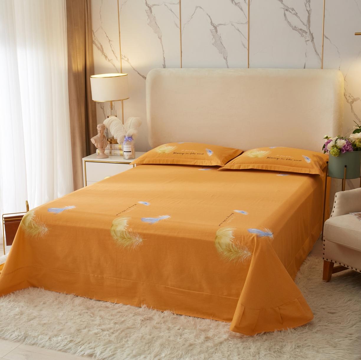 91家纺网 家纺一手货源 找家纺 金纱玉纺2022新款全棉生态大版磨毛四件套羽恋-粉