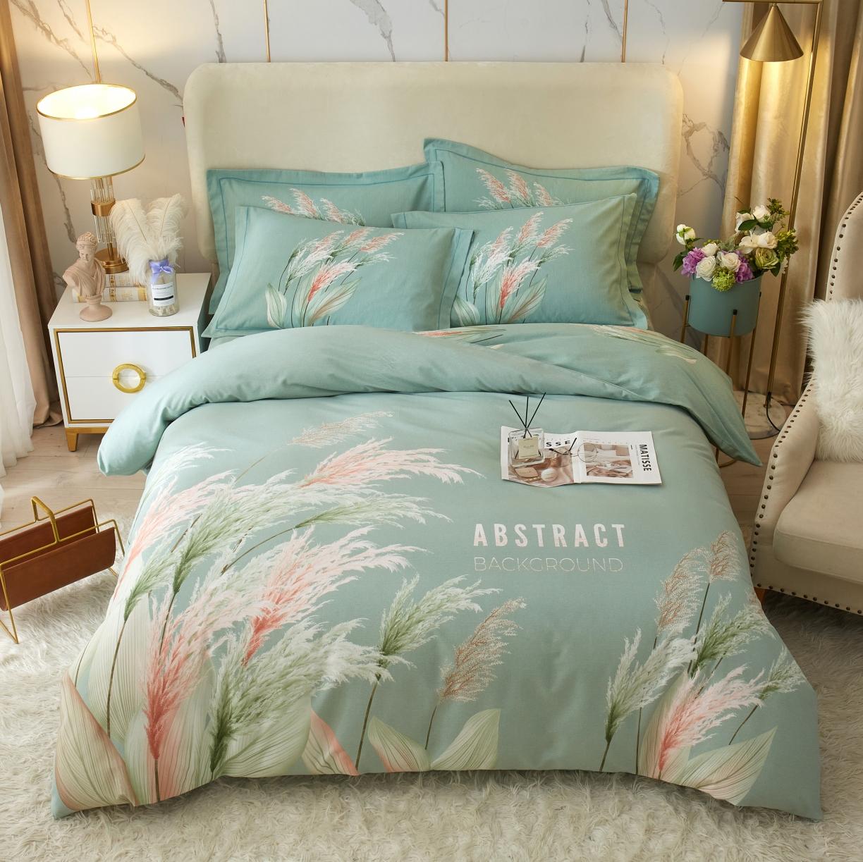 91家纺网 家纺一手货源 找家纺 金纱玉纺2022新款全棉生态大版磨毛四件套知南-兰