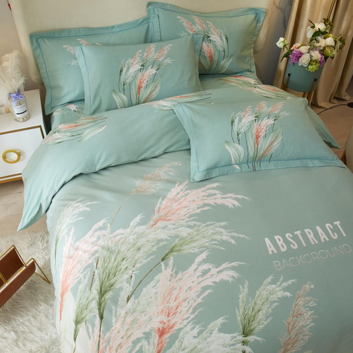 91家纺网 家纺一手货源 找家纺 金纱玉纺2022新款全棉生态大版磨毛四件套知南-兰