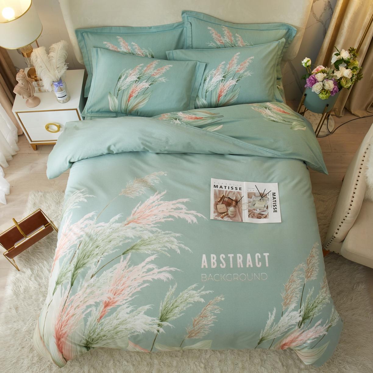 91家纺网 家纺一手货源 找家纺 金纱玉纺2022新款全棉生态大版磨毛四件套知南-兰