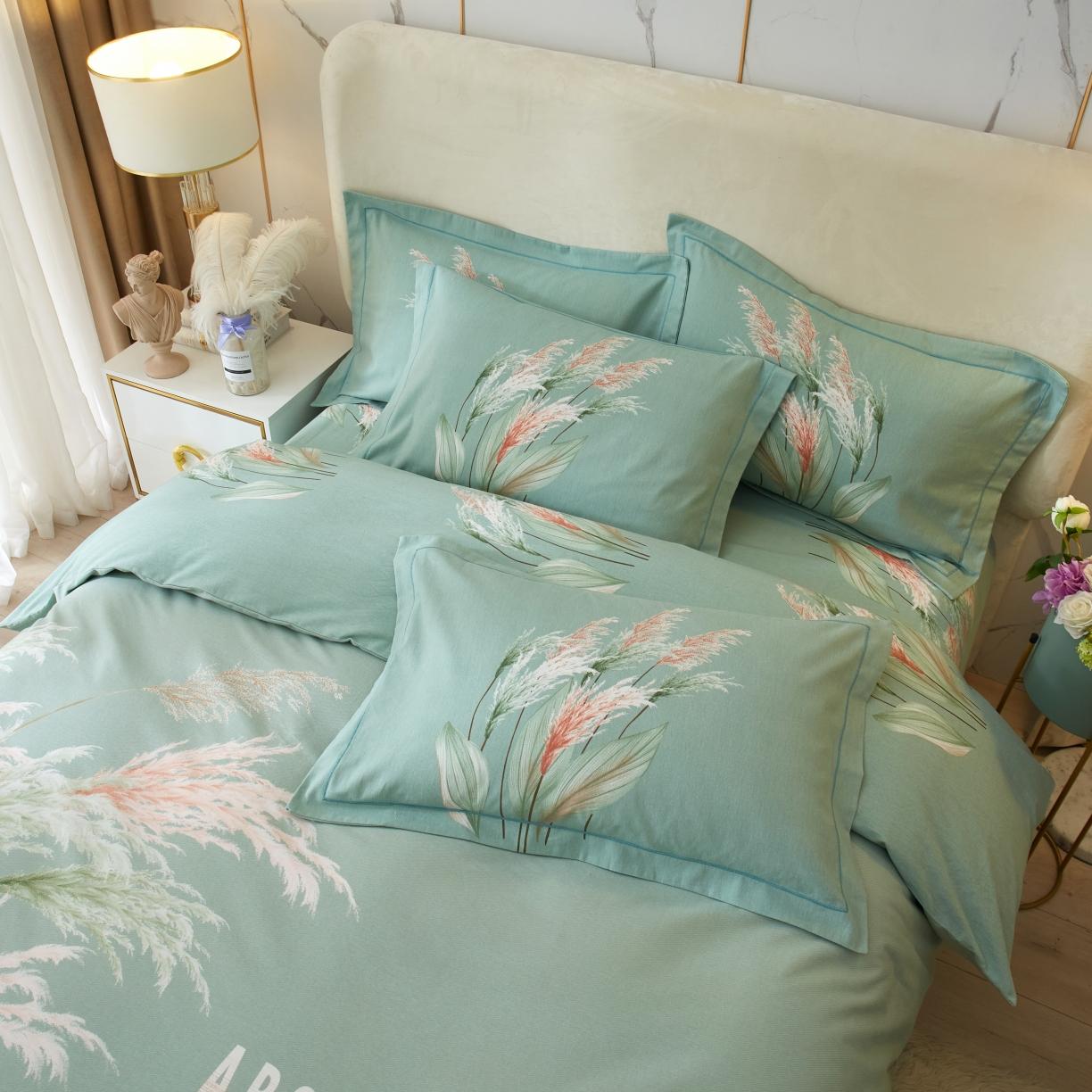 91家纺网 家纺一手货源 找家纺 金纱玉纺2022新款全棉生态大版磨毛四件套知南-兰