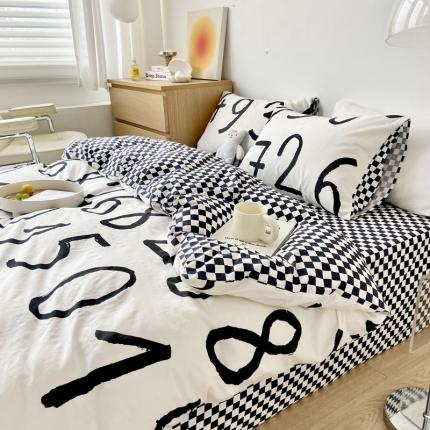 91家纺网 家纺一手货源 找家纺 梦家居 2022新款小清新系列全棉四件套 数字人生