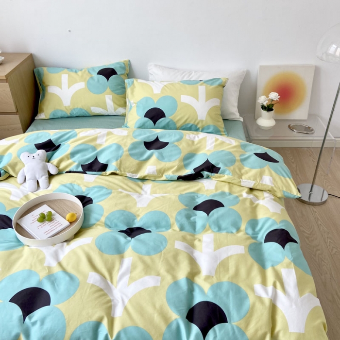 91家纺网 家纺一手货源 找家纺 梦家居 2022新款小清新系列全棉四件套 玛奇朵