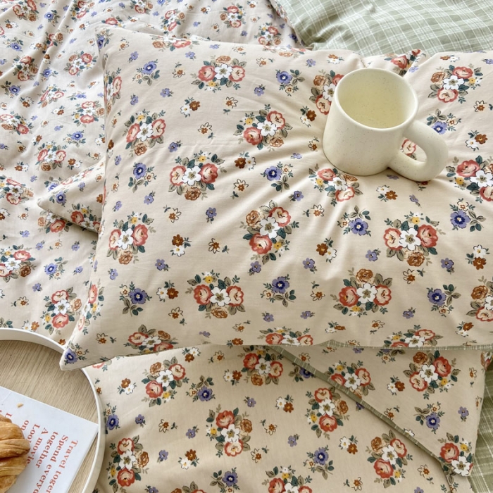 91家纺网 家纺一手货源 找家纺 梦家居 2022新款小清新系列全棉单被套 绿茵