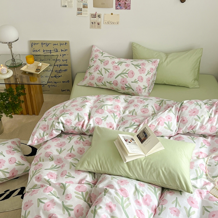 91家纺网 家纺一手货源 找家纺 雅居纺 2022新款全棉13070混搭碎花四件套 半夏