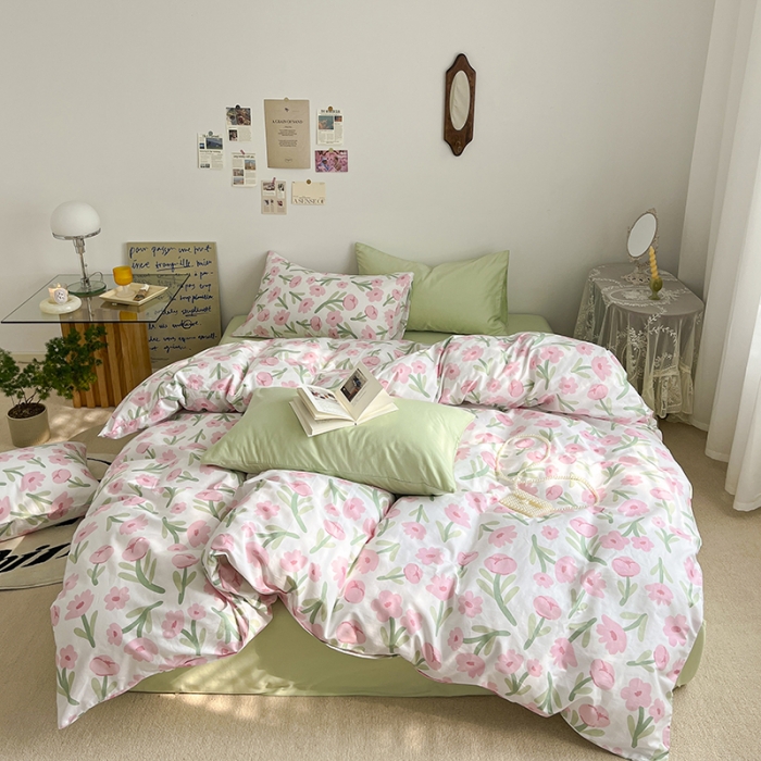 91家纺网 家纺一手货源 找家纺 雅居纺 2022新款全棉13070混搭碎花四件套 半夏