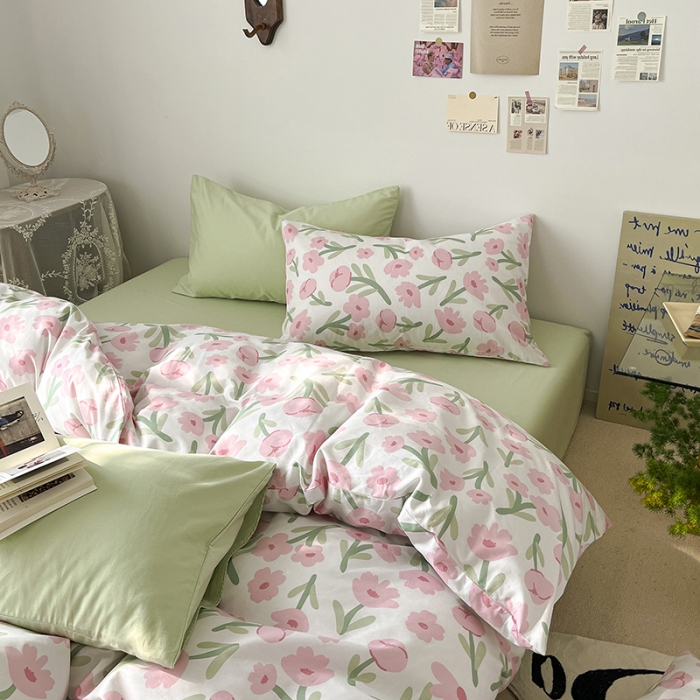 91家纺网 家纺一手货源 找家纺 雅居纺 2022新款全棉13070混搭碎花四件套 半夏