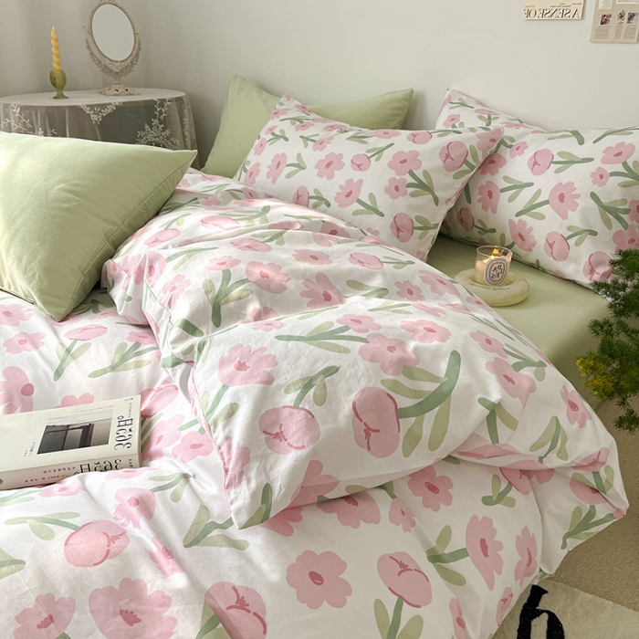 91家纺网 家纺一手货源 找家纺 雅居纺 2022新款全棉13070混搭碎花四件套 半夏