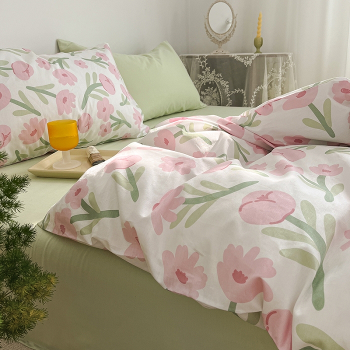 91家纺网 家纺一手货源 找家纺 雅居纺 2022新款全棉13070混搭碎花四件套 半夏