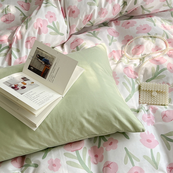 91家纺网 家纺一手货源 找家纺 雅居纺 2022新款全棉13070混搭碎花四件套 半夏