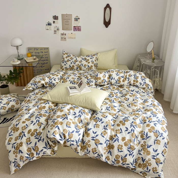 91家纺网 家纺一手货源 找家纺 雅居纺 2022新款全棉13070混搭碎花四件套 花悦