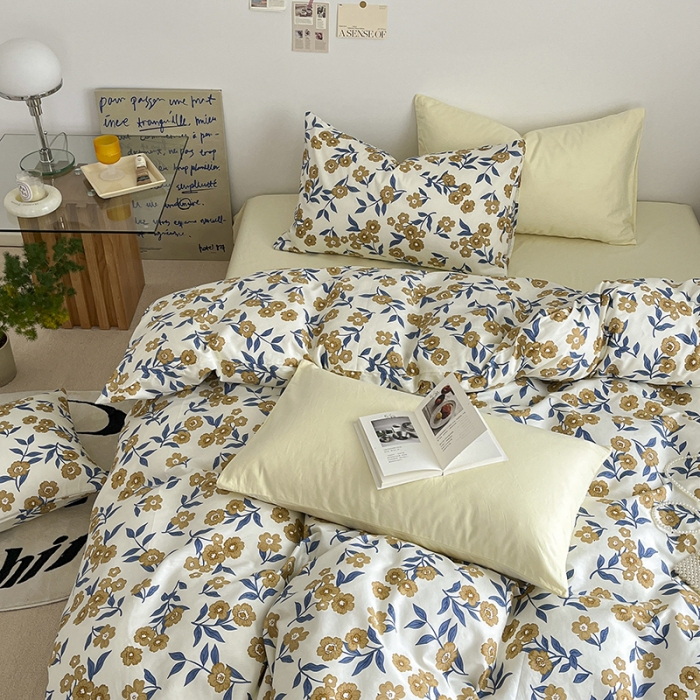 91家纺网 家纺一手货源 找家纺 雅居纺 2022新款全棉13070混搭碎花四件套 花悦