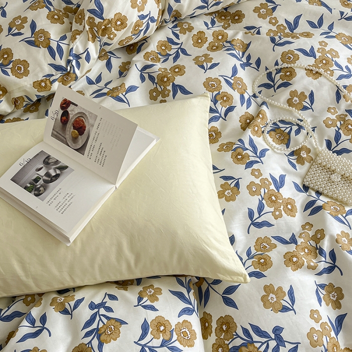 91家纺网 家纺一手货源 找家纺 雅居纺 2022新款全棉13070混搭碎花四件套 花悦