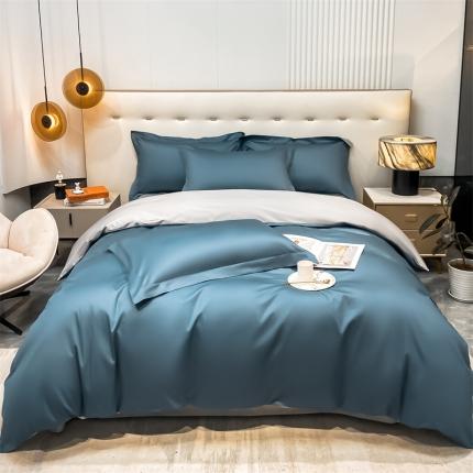 91家纺网 家纺一手货源 找家纺 凯磊 2022新款纯棉梦曼纯色单品被套 星蓝-浅灰