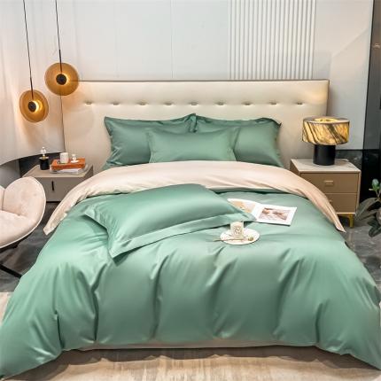 91家纺网 家纺一手货源 找家纺 凯磊 2022新款纯棉梦曼纯色单品被套 星绿-芋灰