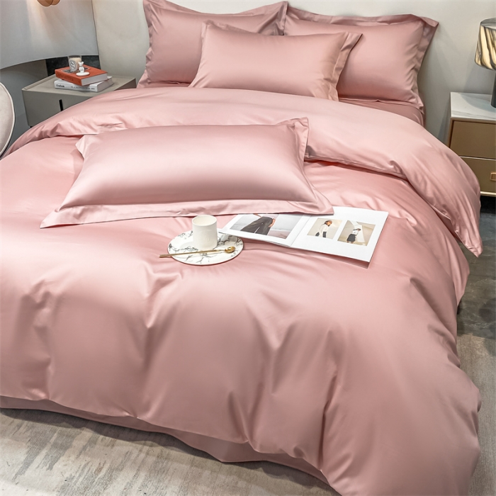 91家纺网 家纺一手货源 找家纺 凯磊 2022新款纯棉梦曼纯色单品被套 粉豆沙