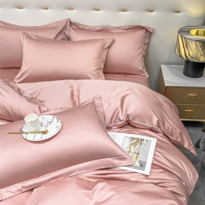 91家纺网 家纺一手货源 找家纺 凯磊 2022新款纯棉梦曼纯色单品被套 粉豆沙