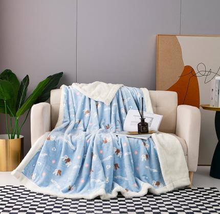 来菲毛毯2025新款北极绒复合毯加收双层羊羔绒印花毯子爱丽丝