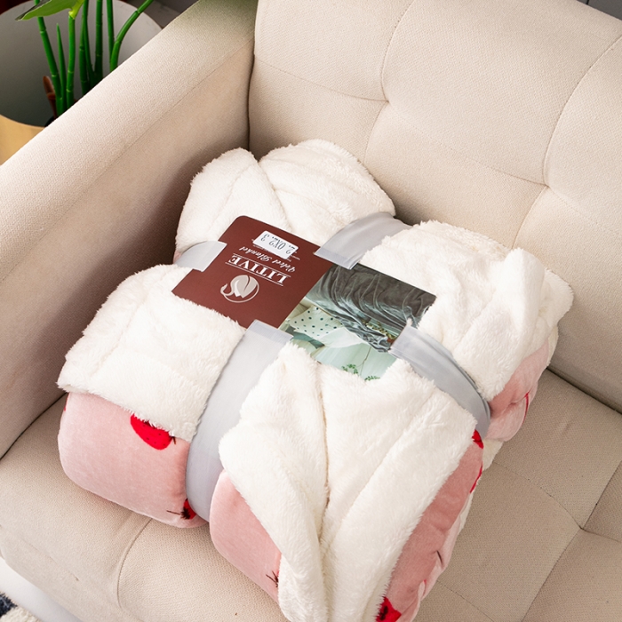 91家纺网 家纺一手货源 找家纺 来菲毛毯2025新款北极绒复合毯加收双层羊羔绒印花毯子柏瑞