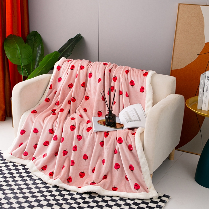 91家纺网 家纺一手货源 找家纺 来菲毛毯2025新款北极绒复合毯加收双层羊羔绒印花毯子柏瑞